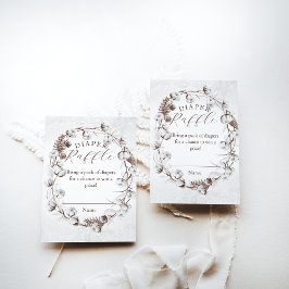 Tarjeta De Recepción Woodland Winter Floral Diaper Raffle Baby Shower