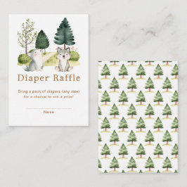 Tarjeta De Recepción Woodland Wolf Baby Shower Diaper Raffle