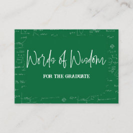 Tarjeta De Recepción Words of Wisdom Green Math Graduation Advice
