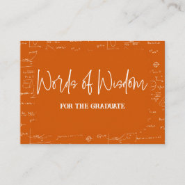Tarjeta De Recepción Words of Wisdom Orange Math Graduation Advice
