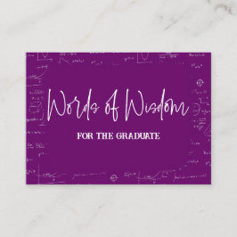 Tarjeta De Recepción Words of Wisdom Purple Math Graduation Advise