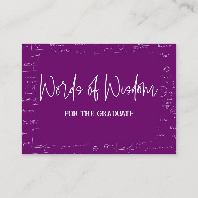 Tarjeta De Recepción Words of Wisdom Purple Math Graduation Advise (Anverso)