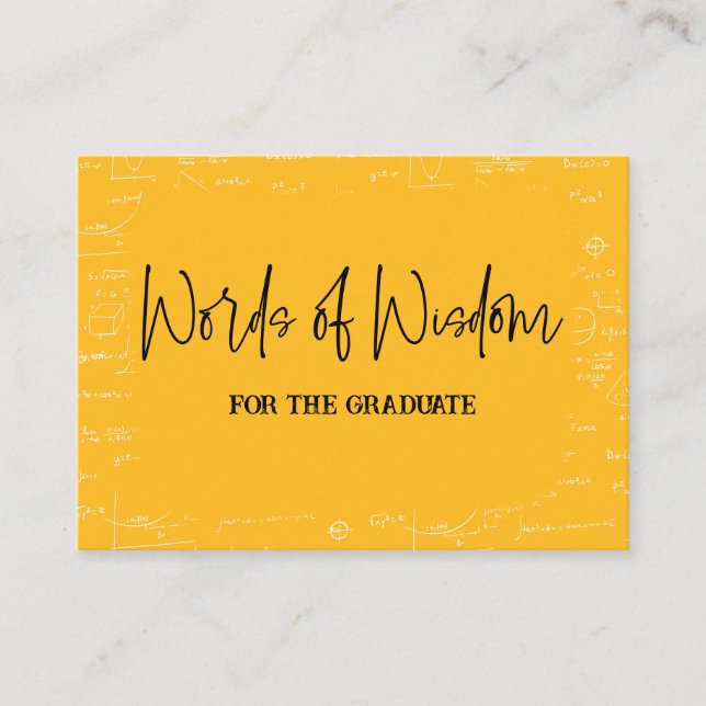 Tarjeta De Recepción Words of Wisdom Yellow Math Graduation Advise (Anverso)