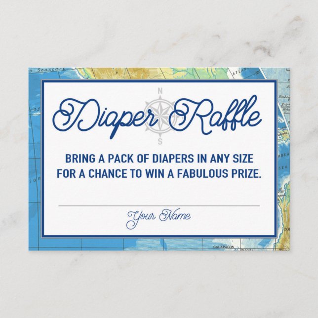 Tarjeta De Recepción World Awath Baby Shower Diaper Raffle Card (Anverso)