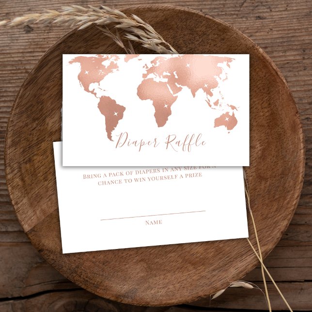 Tarjeta De Recepción World Map Adventure Diaper Raffle Baby Shower (World Map Adventure Diaper Raffle Baby Shower Enclosure Card)