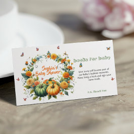 Tarjeta De Recepción Wreath floral con calabazas adorables