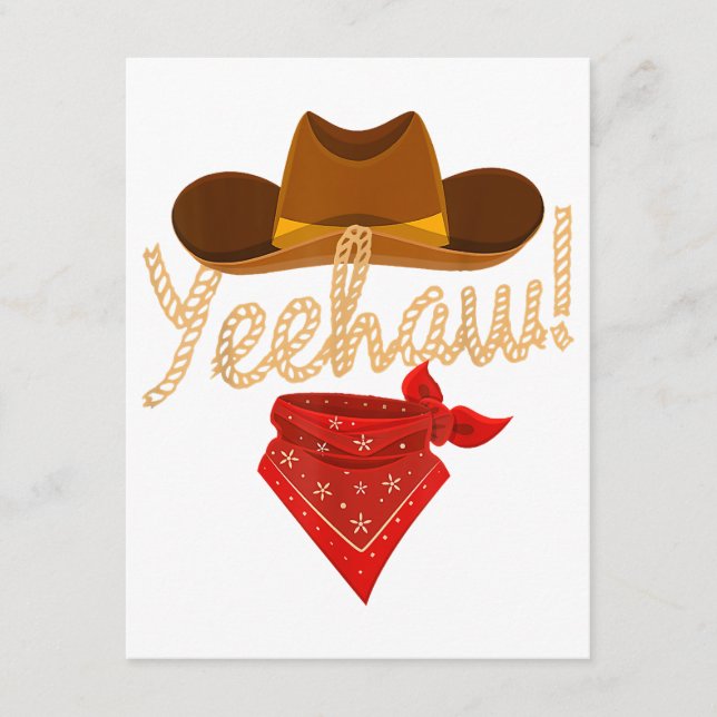 Tarjeta De Recepción Yeehaw País Occidental Howdy Cowboy Sur Yee H (Anverso)