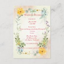 Yellow and Pink Floral Wedding Enclosure Card