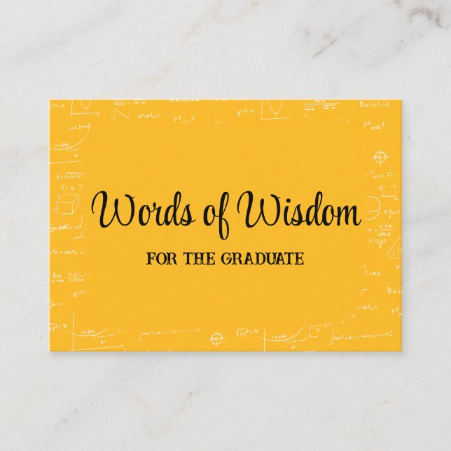 Tarjeta De Recepción Yellow Black Graduate Words of Wisdom Advice (Anverso)