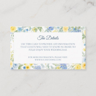 Tarjeta De Recepción Yellow Blue Watercolor Details Card