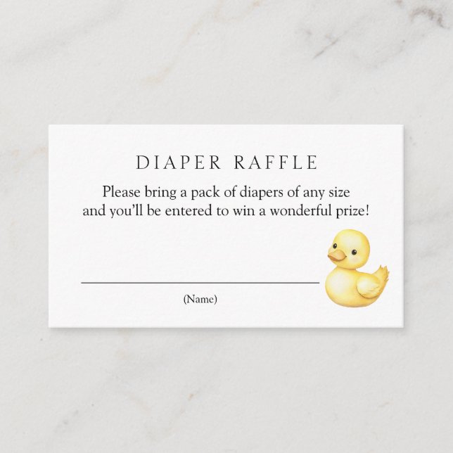 Tarjeta De Recepción Yellow Duck Diaper Raffle Baby Shower (Anverso)