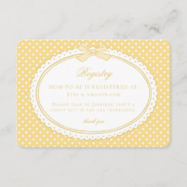 Tarjeta De Recepción Yellow Gingham Coquette Bow Baby Registry