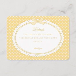 Tarjeta De Recepción Yellow Gingham Coquette Bow Details Card