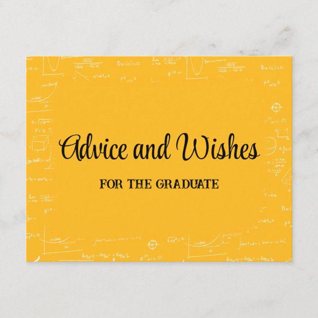 Tarjeta De Recepción Yellow Math Graduation Party Advice for Graduate (Anverso)