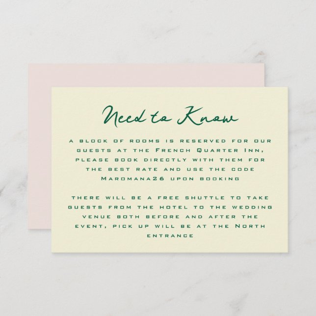 Tarjeta De Recepción Yellow Pink Green Simple Additional Information  (Anverso / Reverso)