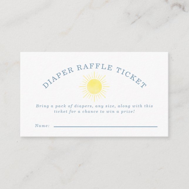 Tarjeta De Recepción Yellow Sun Blue Gingham Baby Shower Diaper Raffle (Anverso)