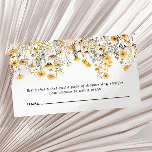 Tarjeta De Recepción Yellow Wildflower Boho Baby Shower Diaper Raffle