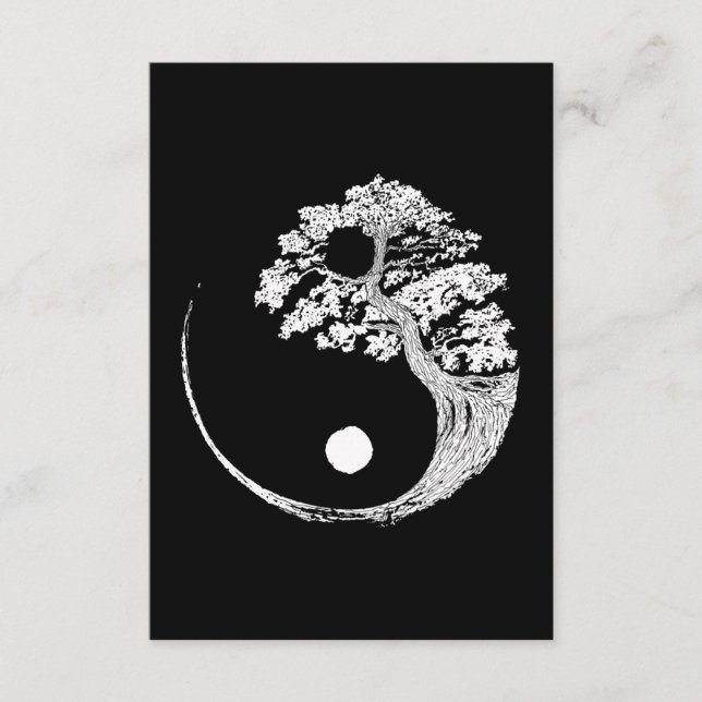 Tarjeta De Recepción Yin Yang Bonsai Tree Budismo japonés Zen (Anverso)