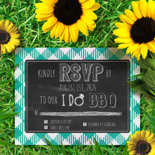 Tarjeta De Recepción Yo hago BBQ Turquoise Outdoor Spring Wedding RSVP