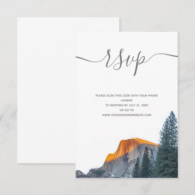 Tarjeta De Recepción Yosemite Half Dome Sunset Wedding RSVP (Anverso / Reverso)