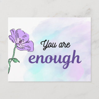 Tarjeta De Recepción You Are Enough Purple Floral | Self Love Gift