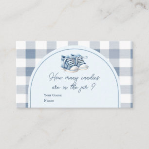 Tarjeta De Recepción Zapatos Azules de Bebé Botines de Gingham Cuántas 