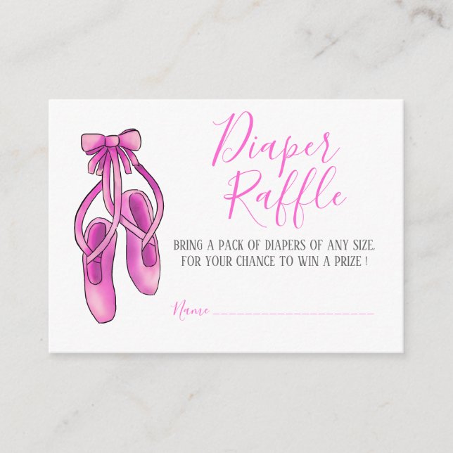 Tarjeta De Recepción Zapatos de Ballerina Rosa | Baby Shower Diaper Raf (Anverso)