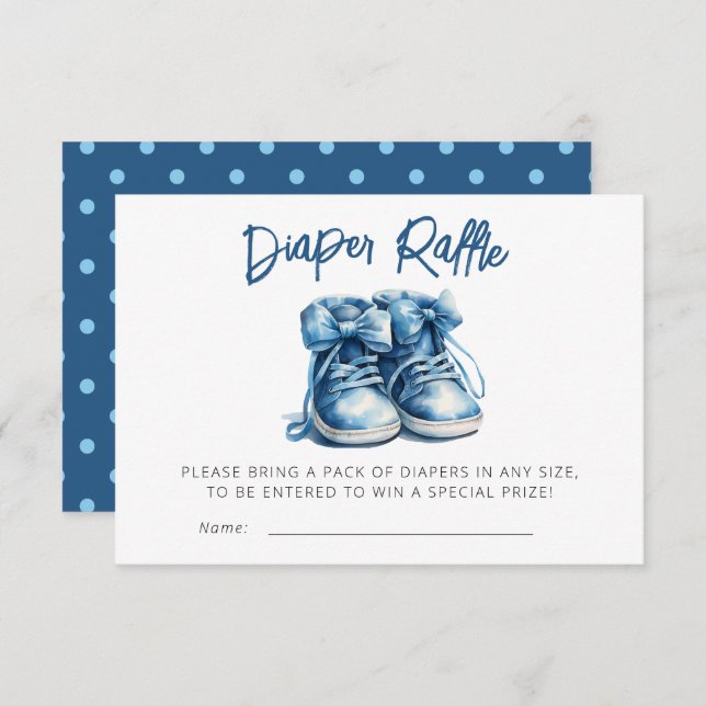 Tarjeta De Recepción Zapatos para bebés | Blue Boy Baby Shower Diaper R (Anverso / Reverso)