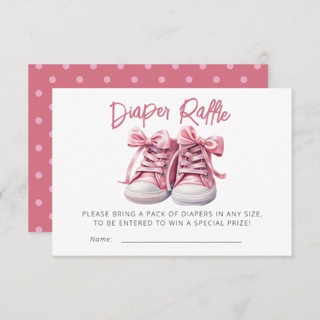 Tarjeta De Recepción Zapatos para bebés | Chica Rosa Baby Shower Diaper (Anverso / Reverso)
