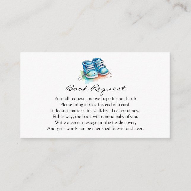 Tarjeta De Recepción Zapatos para bebés | Solicitud de libro de Baby Sh (Anverso)