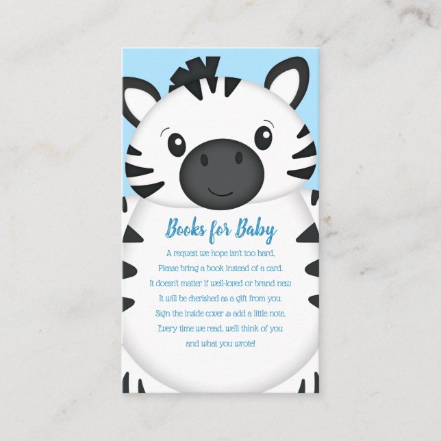 Tarjeta De Recepción Zebra Baby Shower Safari Blue Boy (Anverso)