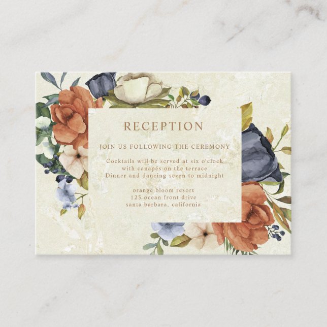 Tarjeta De Recepción zephyr elegant floral wedding reception  (Anverso)