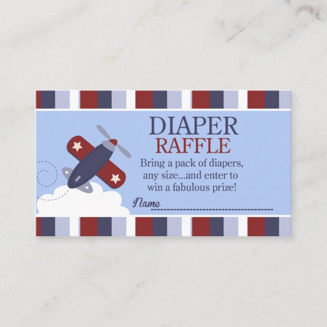 Tarjeta De Recepción Zooming Along Airplane Baby Shower Diaper Raffle (Anverso)