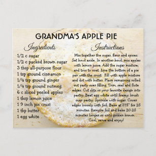 Tarjeta de receta Apple Pie Day de la abuela