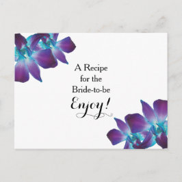 Tarjeta de Receta Azul Dendrobium Orquídea Ducha d
