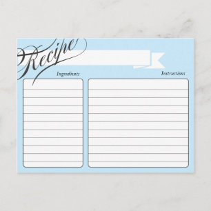 Tarjeta de receta azul retro