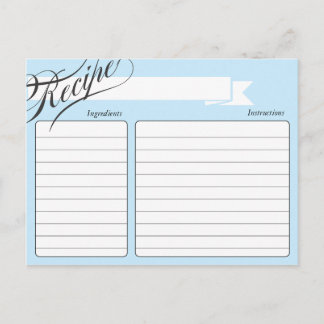 Tarjeta de receta azul retro
