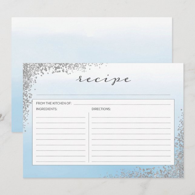 Tarjeta de receta azul y plata (Anverso / Reverso)