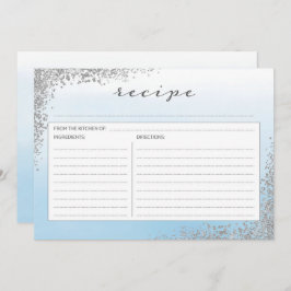 Tarjeta de receta azul y plata