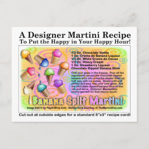 Tarjeta de receta Banana Split Ice Cream Martini