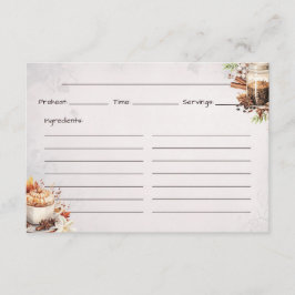 Tarjeta de receta básica de azúcar y especias