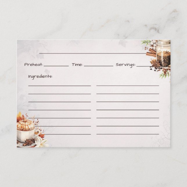 Tarjeta de receta básica de azúcar y especias (Anverso)