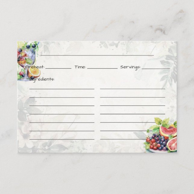 Tarjeta de receta básica para ensalada de frutas (Anverso)