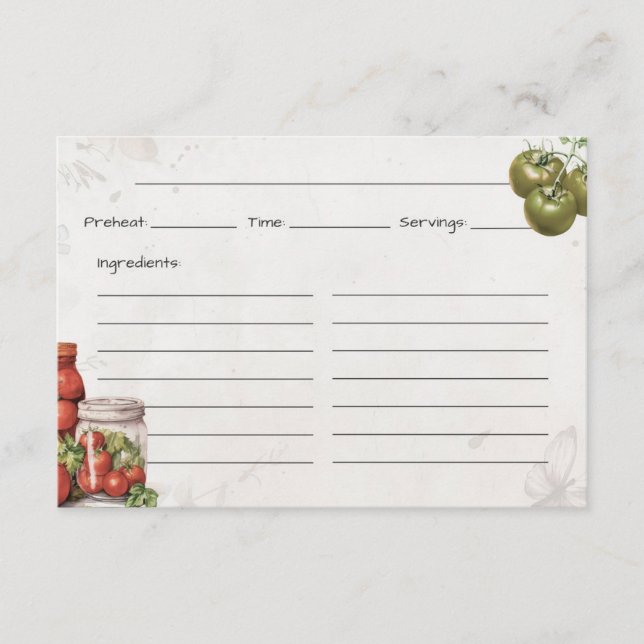 Tarjeta de receta básica para pasta de tomate (Anverso)
