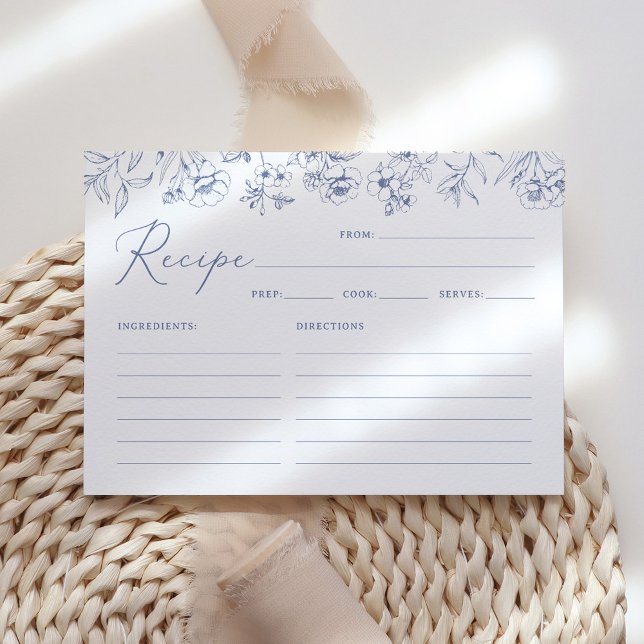 Tarjeta de receta Blue Floral Chinoiserie Bridal S (Subido por el creador)