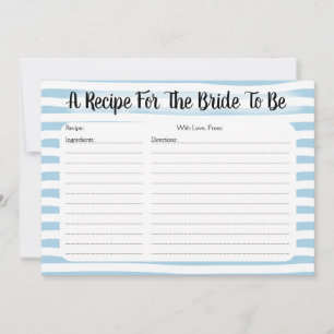 Tarjeta de receta Blue Stripe Bridal Shower