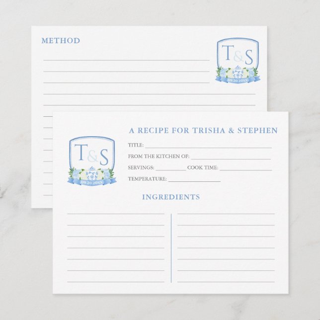 Tarjeta de receta Blue White Monogram Briower Show (Anverso / Reverso)