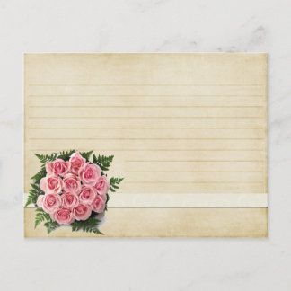 Tarjeta de receta boda Bouquet rosa Vintage