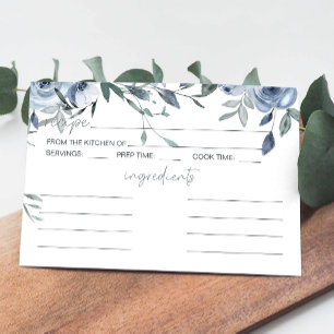 Tarjeta de receta Boda Dusty Blue Flowers