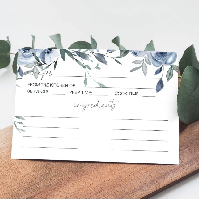 Tarjeta de receta Boda Dusty Blue Flowers (Subido por el creador)